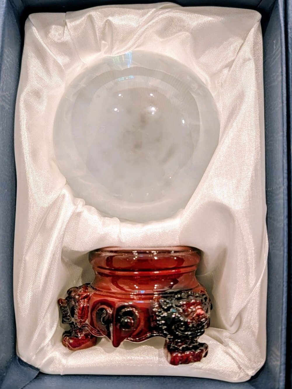 Clear crystal ball with stand and gift box